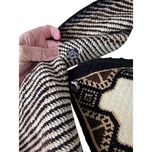 NWT II Sisters black cream gold yellow wrap front long cardigan sweater size S/M - Picture 12 of 16